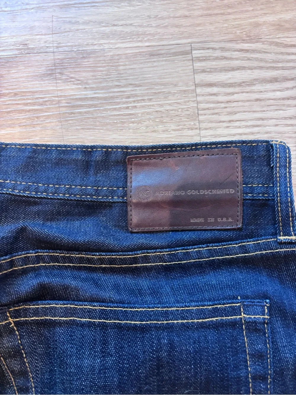 AG Adriano Goldschmied Men’s 34x32* Protege Jeans Dark Wash Raw Denim USA Made